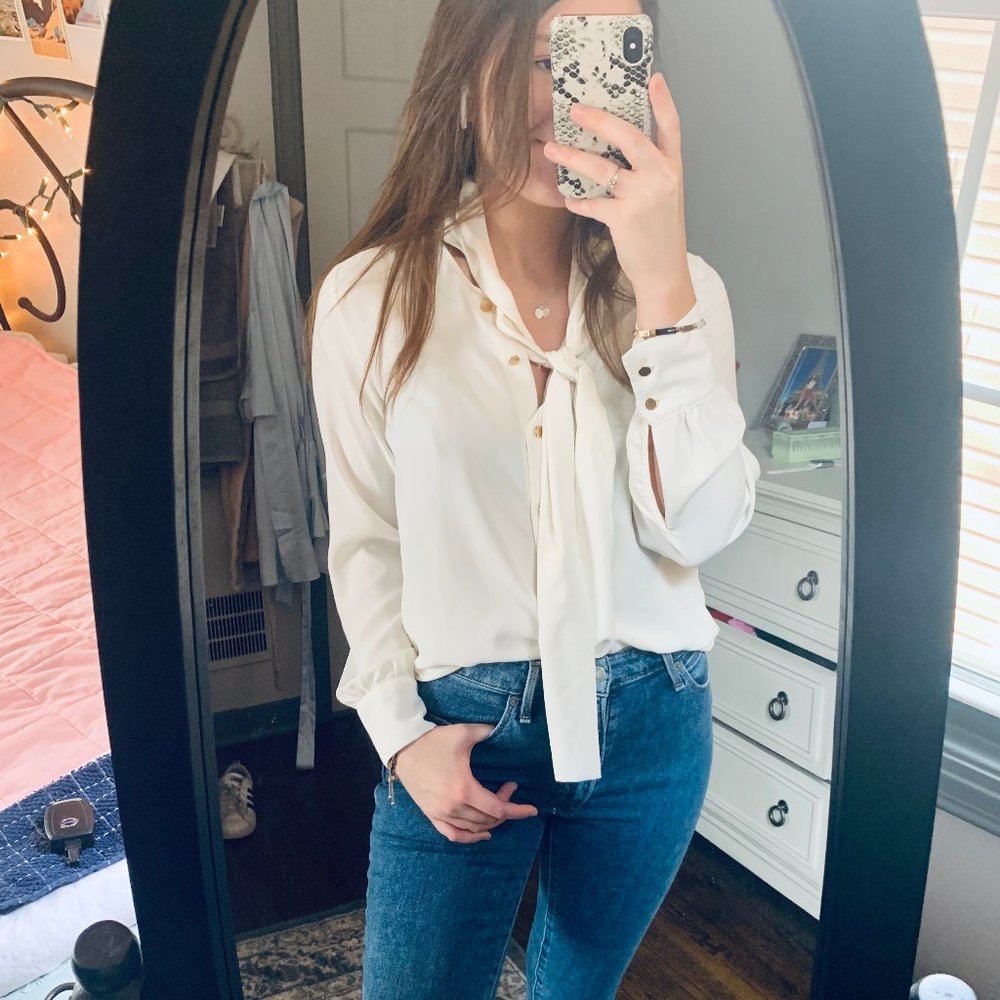 h&m white silky top